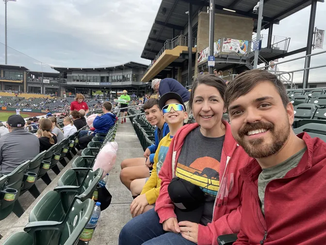 Watching a baseball game from the stands at Werner Park