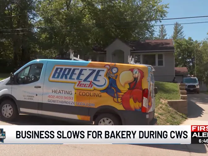 A BreezeTech service van featured in a First Alert 6 news segment