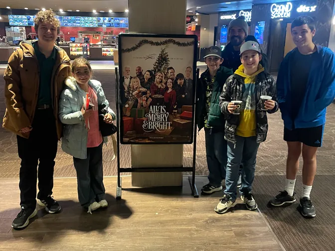 The family in the lobby of B&B Theatres